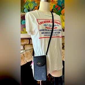 Kate Spade Cross body phone bag. Black sparkle NWT